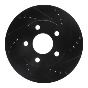 Chevrolet Classic Brake Rotor (1) - Front Right - R1 Concepts - Drilled & Slotted - Black - `97-`05